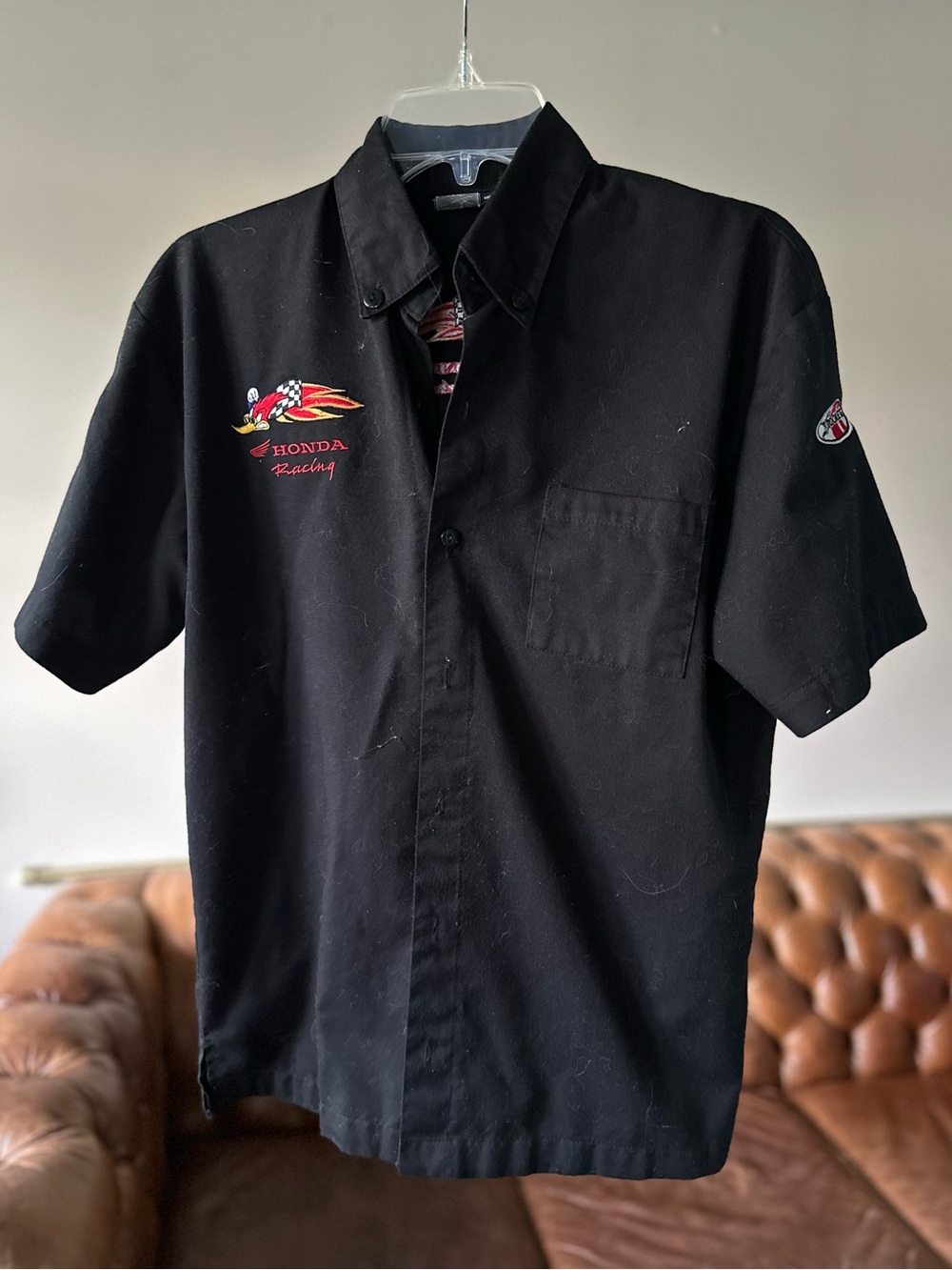 HONDA RACING · Men's (XS) Black Short-Sleeve Button-Down Vintage Racing Shirt